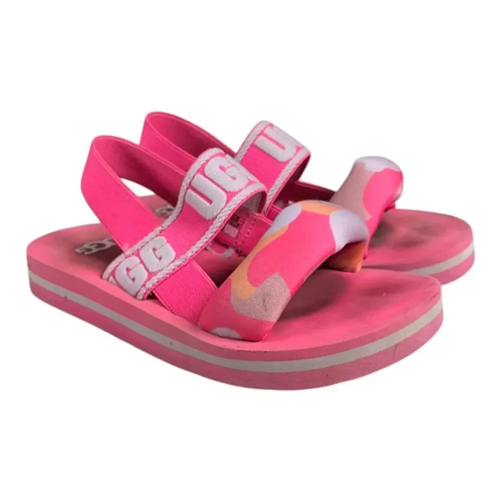UGG Kids Zuma Sling Sandals Size 13K Pink Camo Pop Excellent Condition Summer